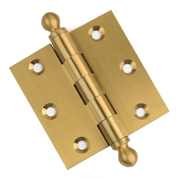 Embassy 3 x 3 Solid Brass Hinge, Satin Brass Finish with Ball Tips 3030US4B-1